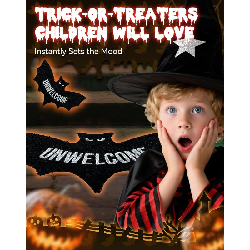 BowLift | UNWELCOME Halloween Bat Doormat – Spooky Decorative Entry Rug for Porch, Patio, or Indoor Use