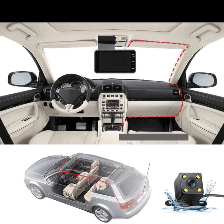 BowLift |  Dashcam with two lenses, 1080P HD and night vision - 170° wide angle