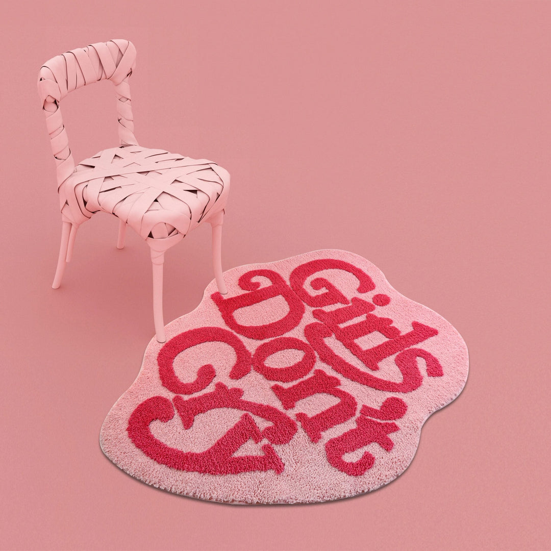 BowLift | Irregular Shaggy Faux Wool Pink Area Rug for Bedroom and Living Room