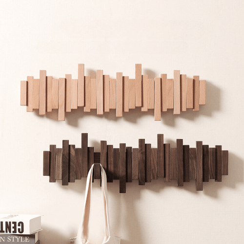 Wooden Wall Coat Rack with Foldable Hooks and Minimalist Design | Bowlift