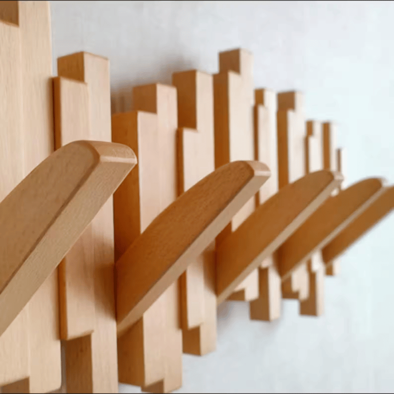 Wooden Wall Coat Rack with Foldable Hooks and Minimalist Design | Bowlift