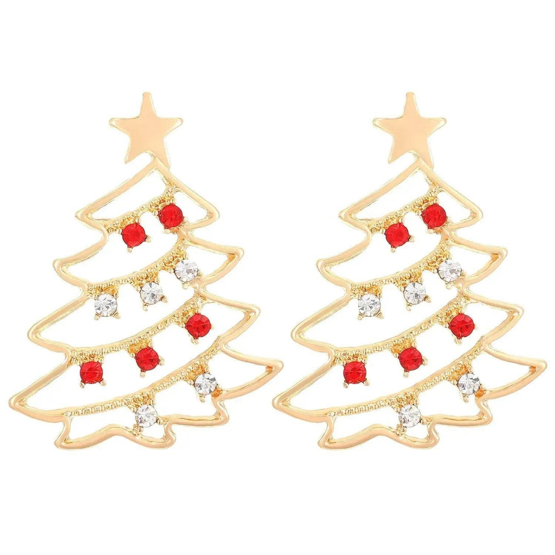 BowLift | Christmas Earrings With Christmas Tree Colorful Zircon Christmas Tree Earrings  For Women Personality Earrings Party Jewelry Christmas Gift