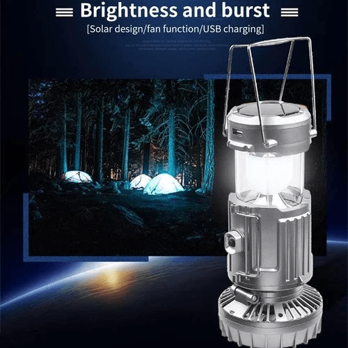 Portable Stretchable Solar Lithium Battery Electric Fan + Emergency Light | Bowlift