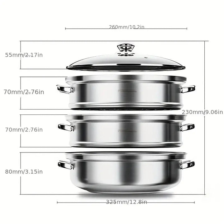 BowLift | NutriSteam | 3-Tier Stainless Steel Steamer – Healthy Cooking Made Easy