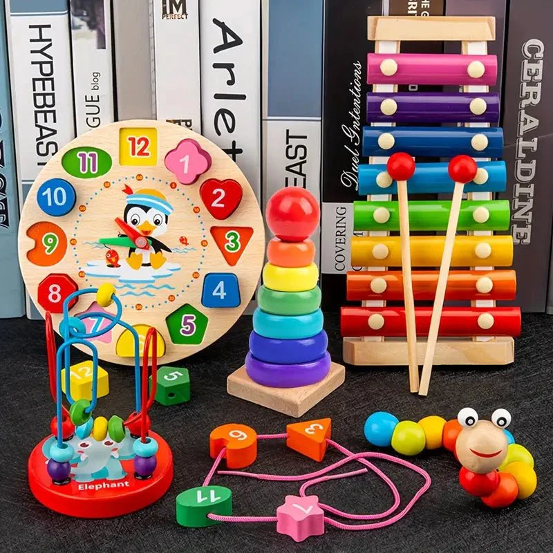 BowLift | Eduquest 5-in-1 Montessori Set – Wooden Learning Toy for Babies – Motor Skills & Sensory Development from 6 Months