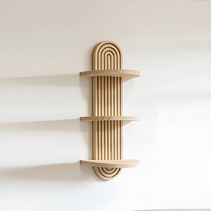 Boho Wall Shelf Made of Solid Wood – Multi-Tier and Space-Saving | For Living Room, Bedroom, and Hallway | Bowlift