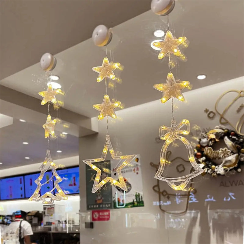 BowLift | Christmas 3pcs LED Light Star Hanging Tree Sucker Window Ornaments