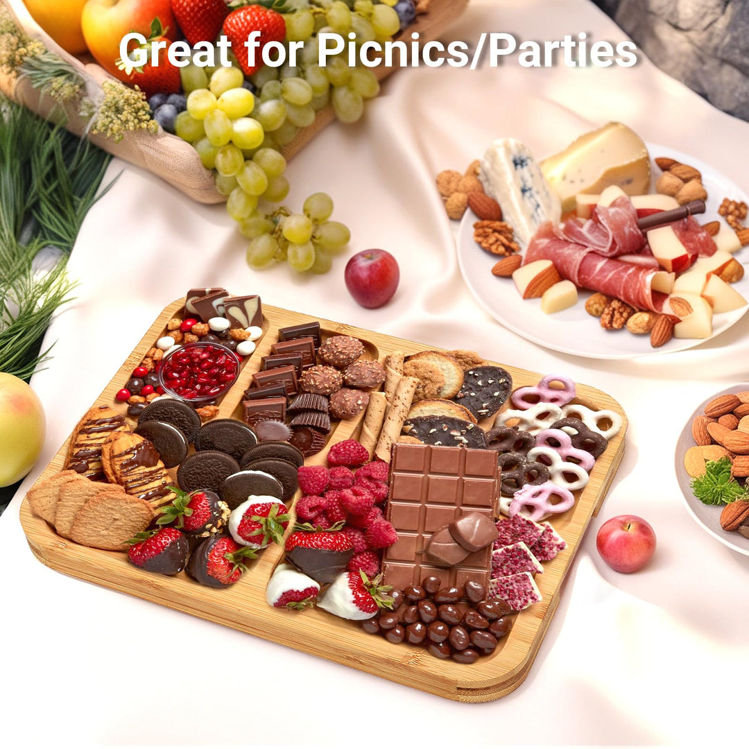 Bamboo serving tray with 6 compartments | Bowlift