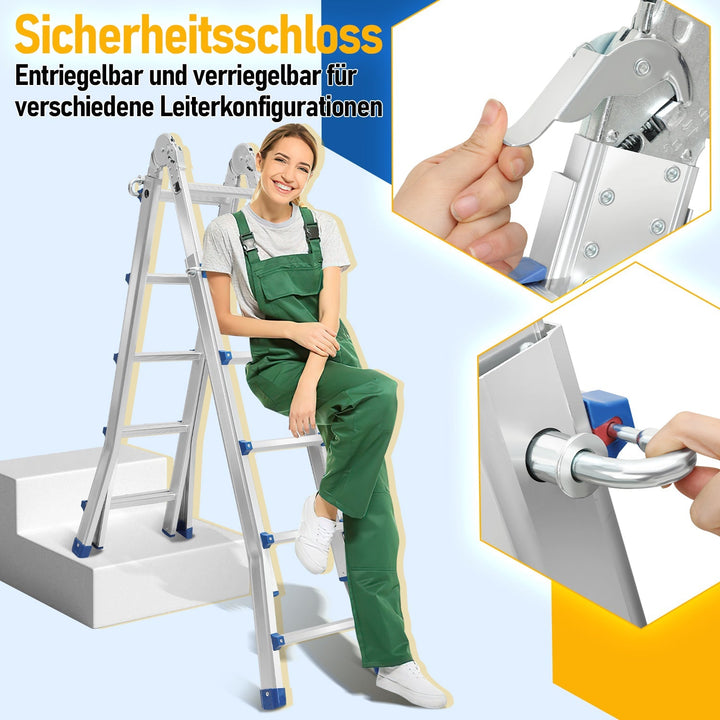 Telescopic ladder Multifunctional ladder 3 in 1 Aluminum ladder | Bowlift