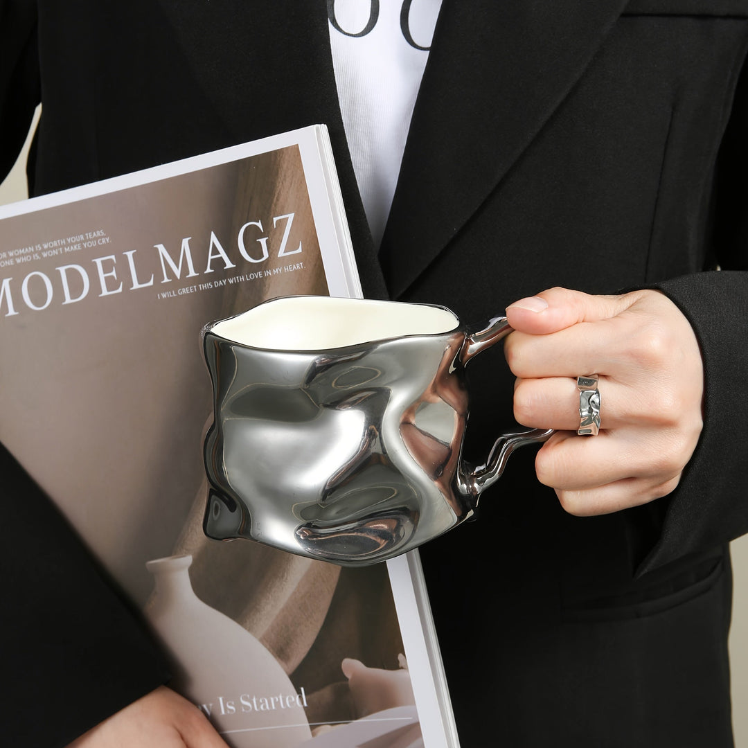 CreArt Mug – Handmade Ceramic Coffee Mug with Unique Crumpled Design | Bowlift