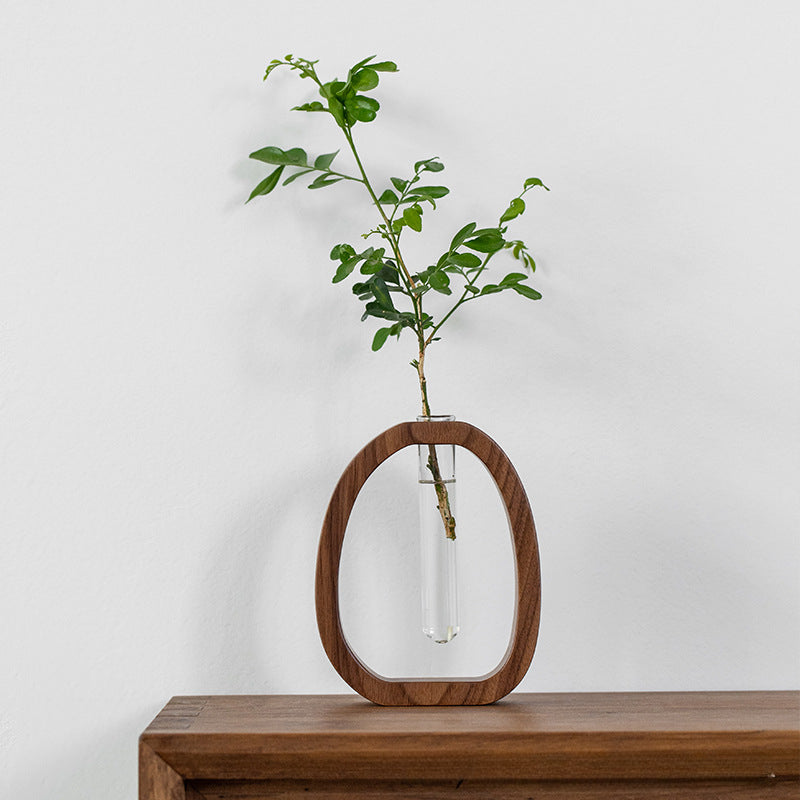BowLift | Walnut Solid Wood Flower Vase - Modern Creative Plant Stand