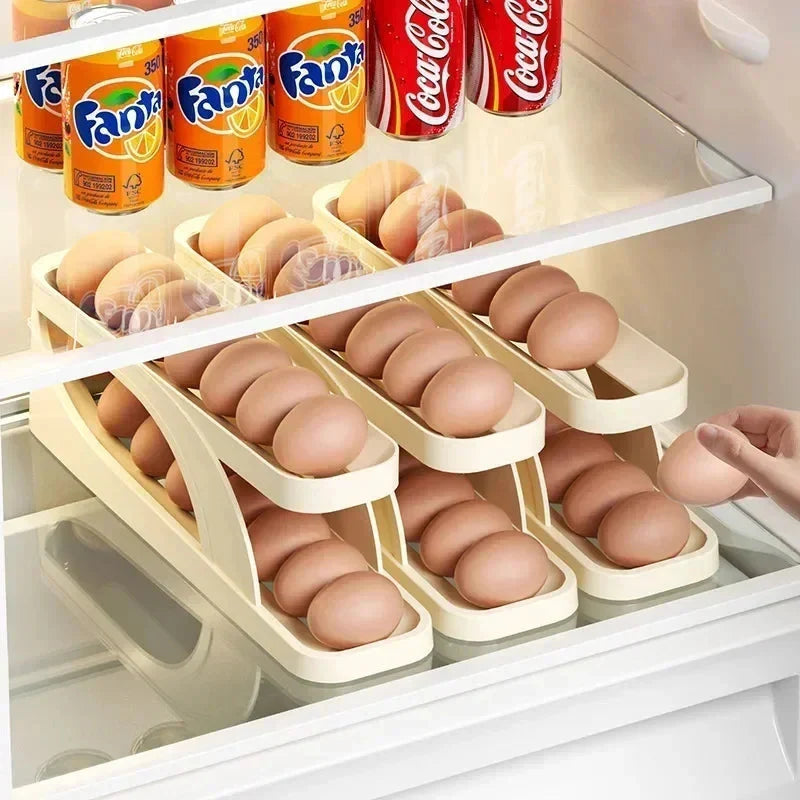 Egg Storage Box Automatic Scrolling Egg Holder Egg Storage Rack | Bowlift