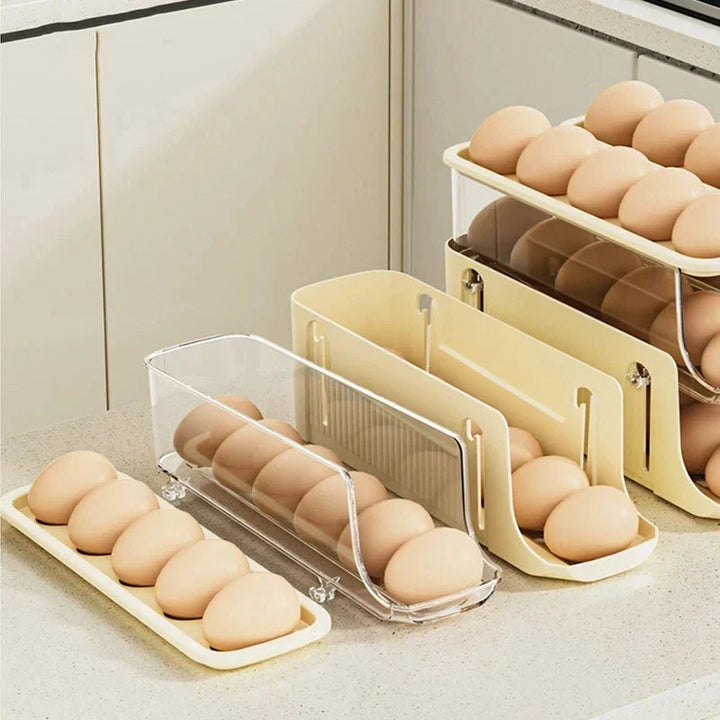 Egg Storage Box Automatic Scrolling Egg Holder Egg Storage Rack | Bowlift