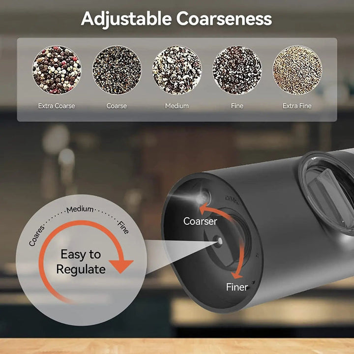 Electric Salt Pepper Grinder Set USB Rechargeable Automatic Spice Mill | Bowlift