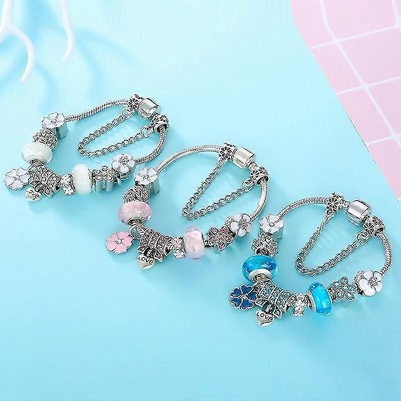 BowLift | Elegant Floral Charm Bracelet in 925 Sterling Silver for Women - Nature-Inspired Design