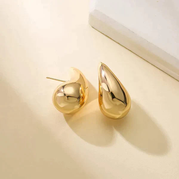 BowLift | Women's Elegant Gold Teardrop Earrings | Sleek Polished Design