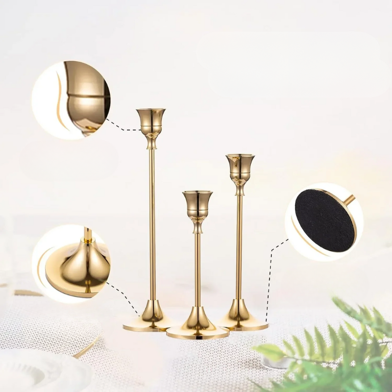 BowLift | Candle Holders Gold Metal Set for Table Decor