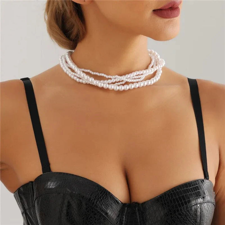 BowLift | Elegant Pearl Embrace Layered Choker Necklace