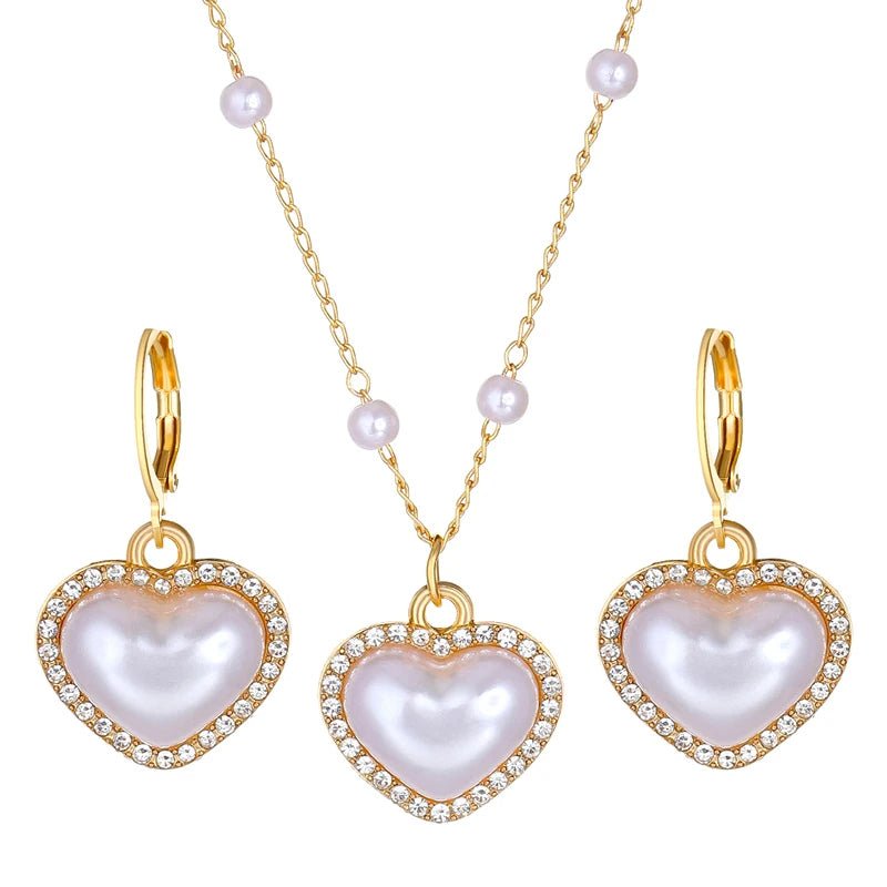 BowLift | Elegant Pearl Heart Necklace and Earrings Set