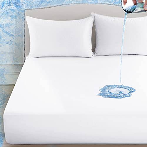 Q-Max 0.43  Cooling Bed Protector Waterproof Mattress Protector Queen Cover White- Fit Up to 18" | Bowlift