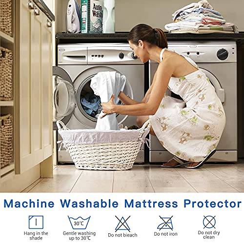 Q-Max 0.43  Cooling Bed Protector Waterproof Mattress Protector Queen Cover White- Fit Up to 18