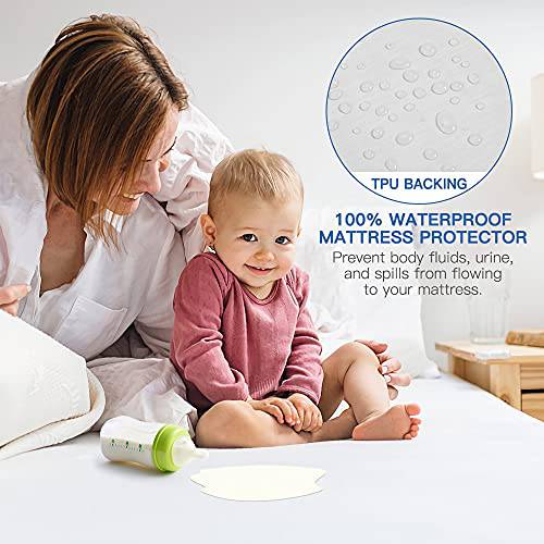 Q-Max 0.43  Cooling Bed Protector Waterproof Mattress Protector Queen Cover White- Fit Up to 18" | Bowlift