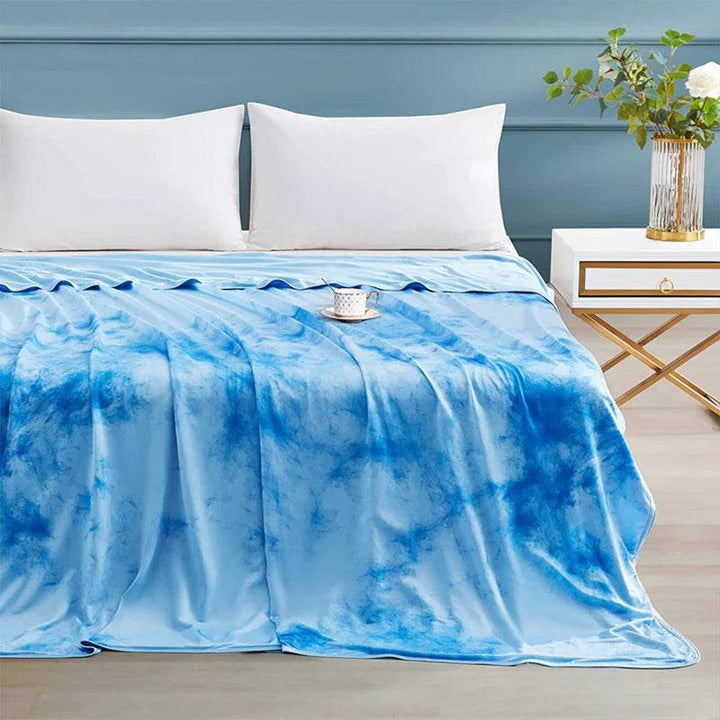 Tie-Dye Cooling Blanket – Q-Max > 0.5, Double-Sided & Stylish Color Blue | Bowlift