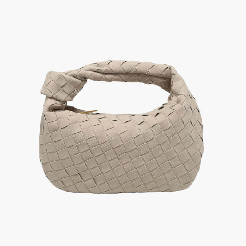 BowLift | Elsa – Stylish Mini Suede Bag with Woven Knot Design & Gold Accents