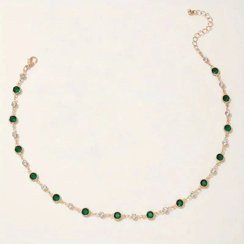 BowLift | Emerald and Diamond Spaced Choker Necklace