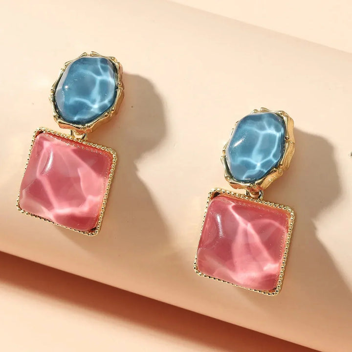 BowLift | Enamel Geometric Oval Square Earrings