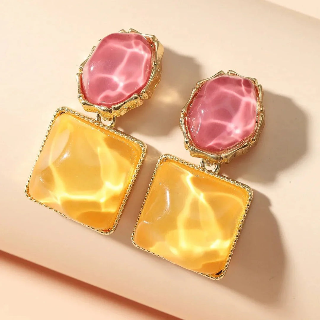 BowLift | Enamel Geometric Oval Square Earrings