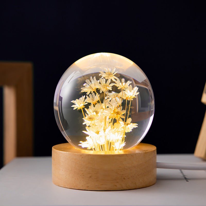 Crystal Ball Lamp with Eternal Flowers – Lumora | Bowlift