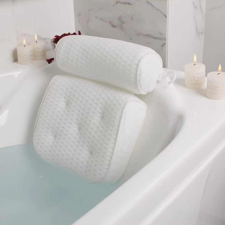 BowLift | ErgoRelax Bath Pillow – Ergonomic, Quick-Drying Spa Pillow with Anti-Slip Suction Cups for Neck, Shoulder, and Back Support