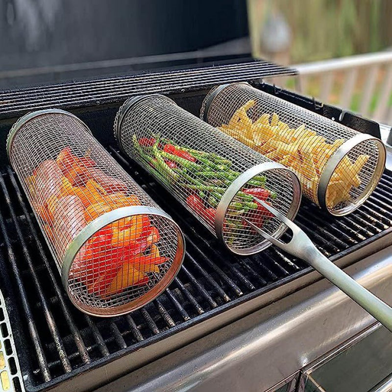 BowLift | BBQ Grill Basket Stainless Steel Rotating Cylinder