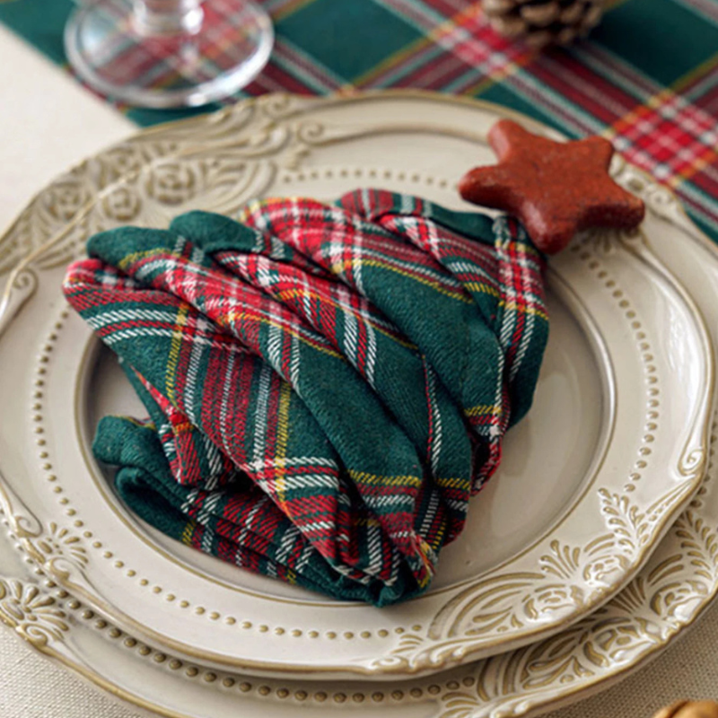 European Checkered Cloth Napkins Set Thick Reusable Table Napkins | Bowlift