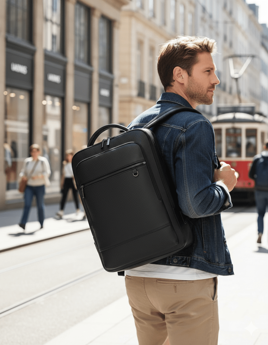 BowLift | EXECUTREK – Elegant Leather Laptop Backpack with USB Port
