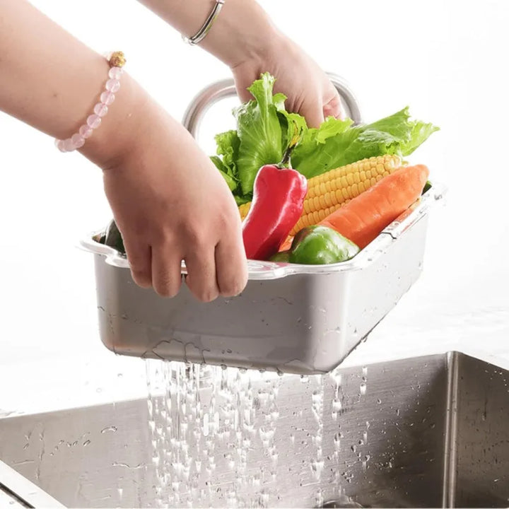 Extendable Stainless Steel Over the Sink Colander Strainer Basket | Bowlift