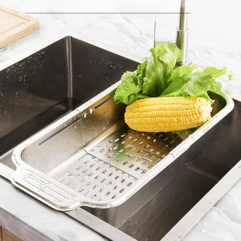 Extendable Stainless Steel Over the Sink Colander Strainer Basket | Bowlift
