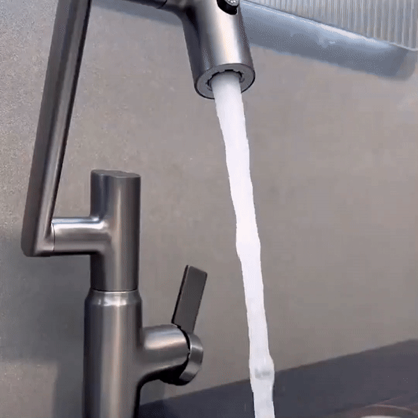 BowLift | FLOWAXIS – 360° Swiveling Kitchen Faucet with Adjustable Height & Temperature Display