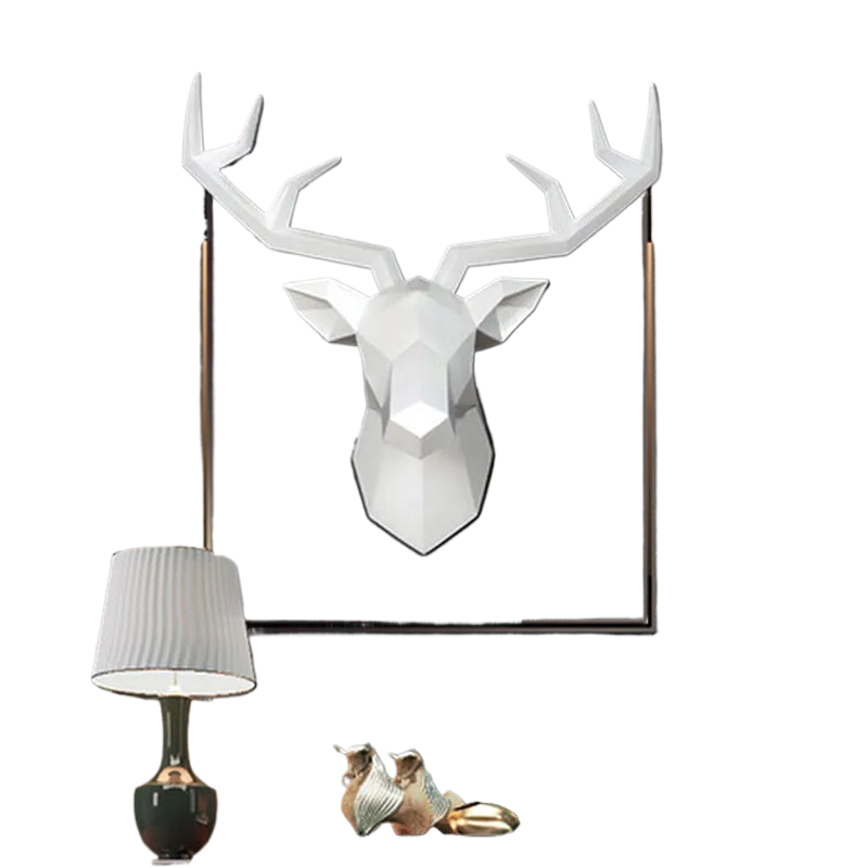 BowLift | Deer Head Sculpture Animal Statue Figures Wall Hanging Creative Moose Art Antlers Statuette for Office Decor Wall Mounting