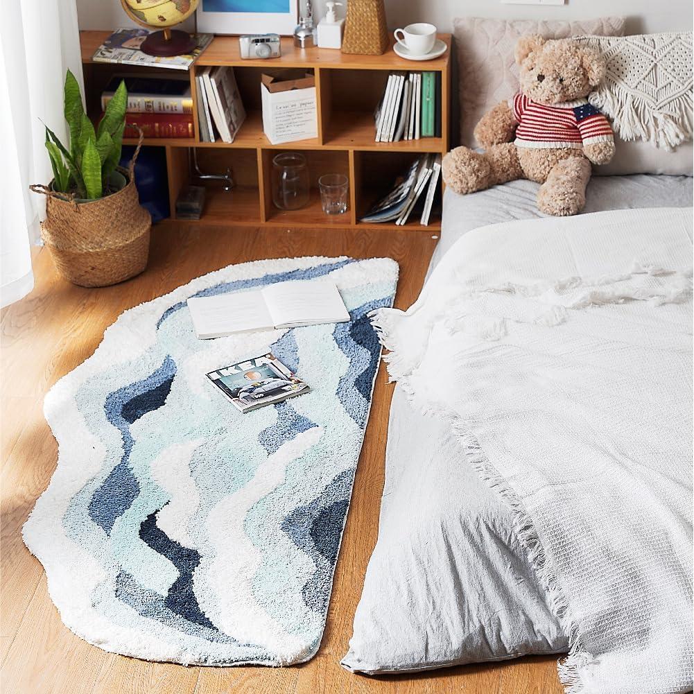 BowLift | Blue Waves Kids Non-Slip Bedroom Rug