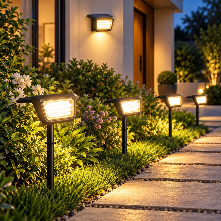 Solar-Powered LED Garden Pathway Spotlight Stakes Bowlift