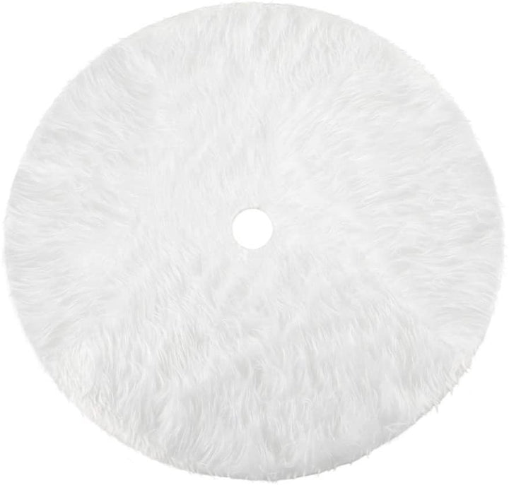 BowLift | White Christmas Tree Skirt Plush Faux Fur Xmas Tree Carpet Merry Christmas Tree Decorations Ornament New Year Navidad Home Decor