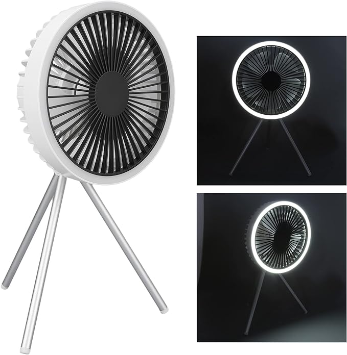 Rechargeable 10,000mAh Camping Fan with LED Lighting and Power Bank | Bowlift
