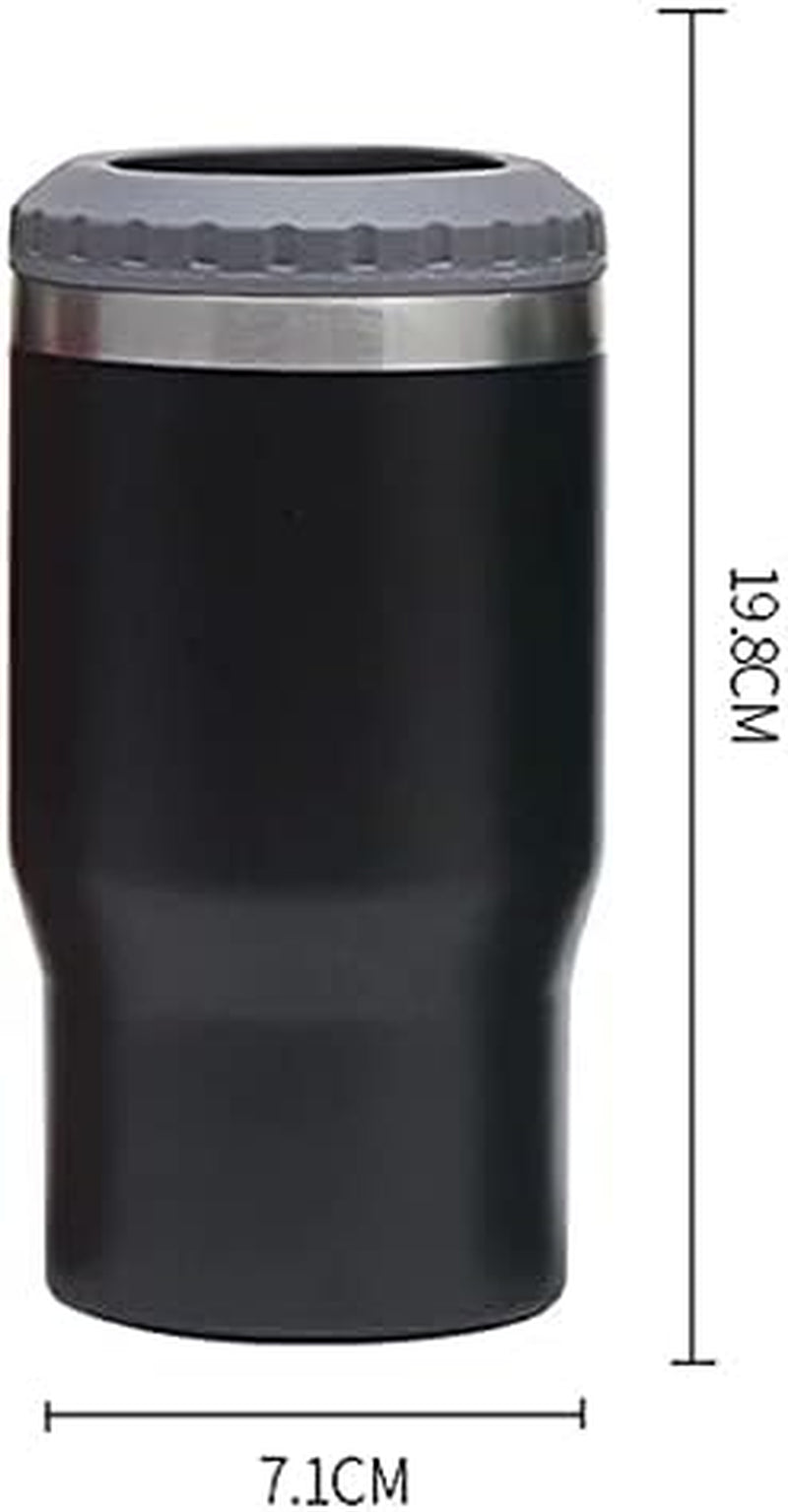 BowLift | 4 in 1 stainless steel can/bottle insulator, 14Oz two-way lid SUS insulated can cooler, beer bottle holder (Black)