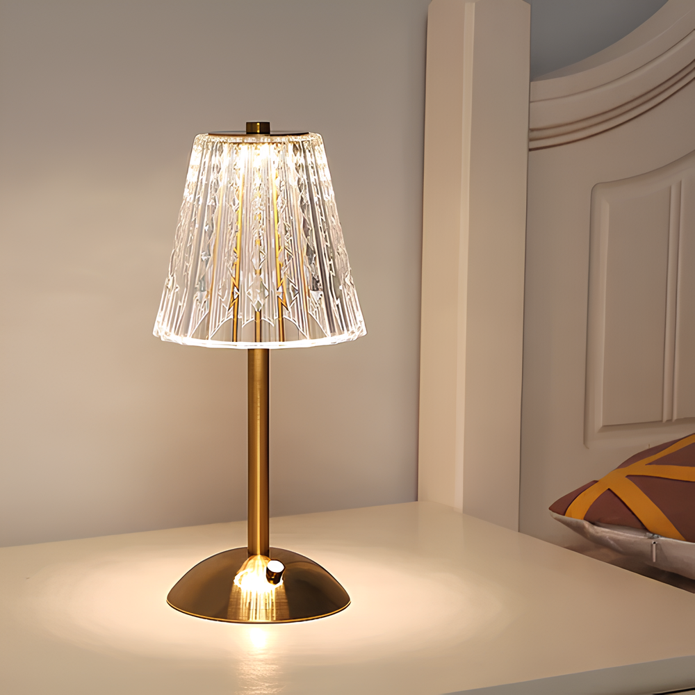Golden Crystal Table Lamp - Aurora Luxe | Bowlift