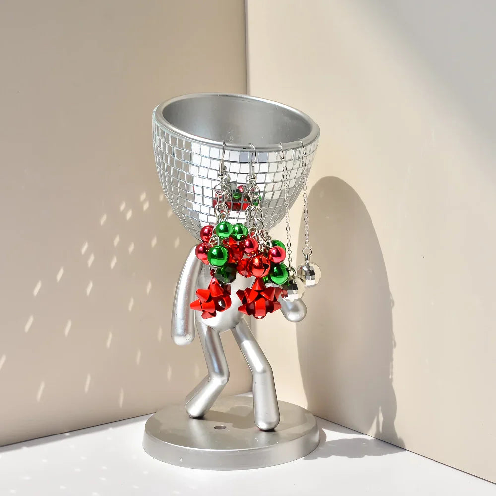 BowLift | Mirror Disco Walking Man Planter Pot