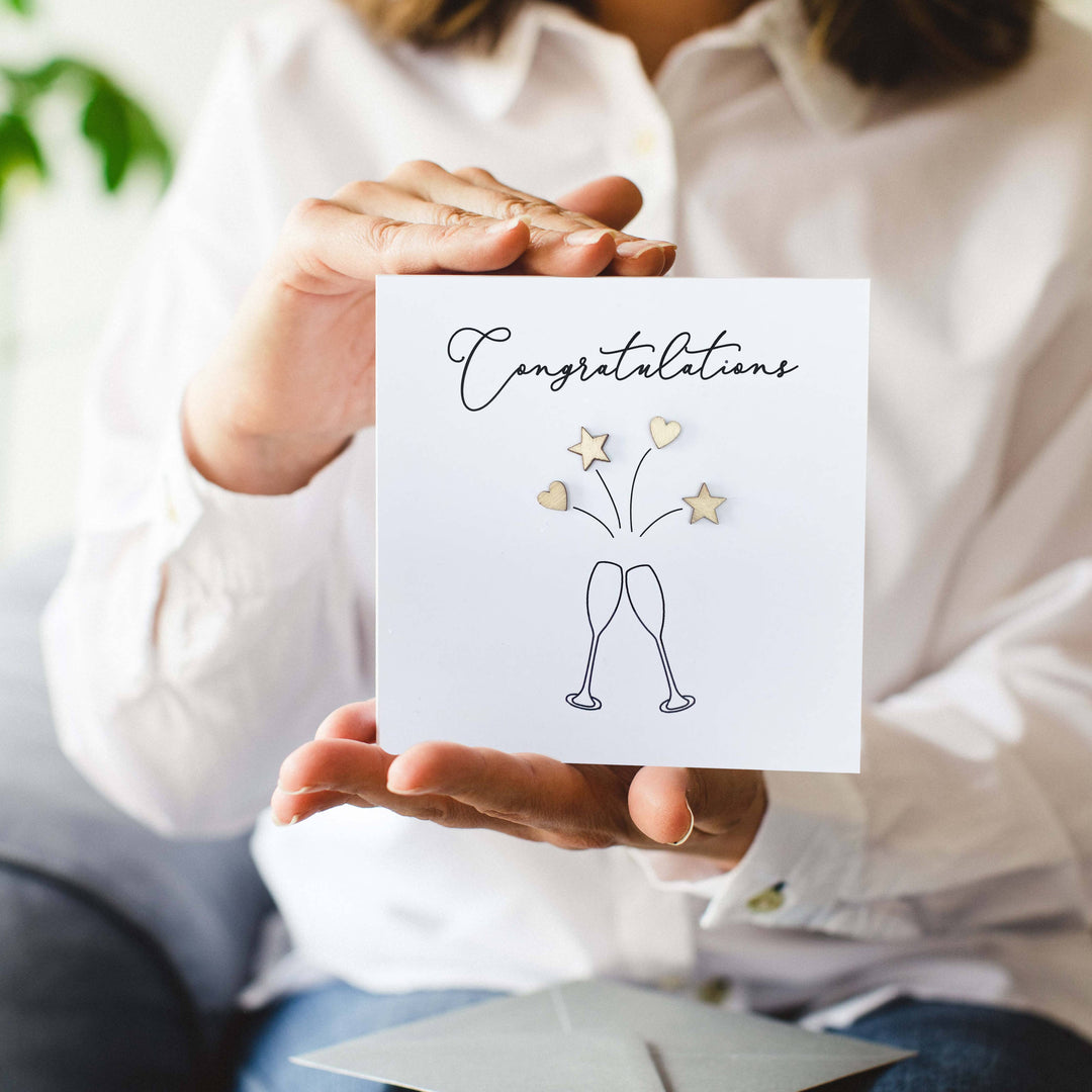 Champagne Congratulations Embellished Card | Bowlift