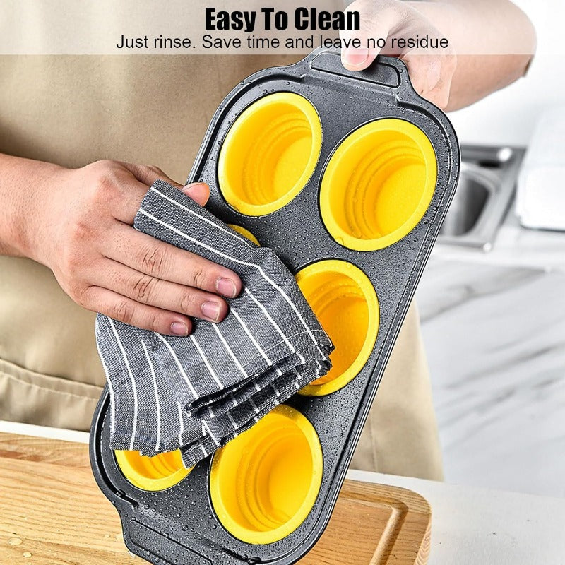 Press-Release Silicone Muffin Pan with Sturdy Metal Frame Bowlift