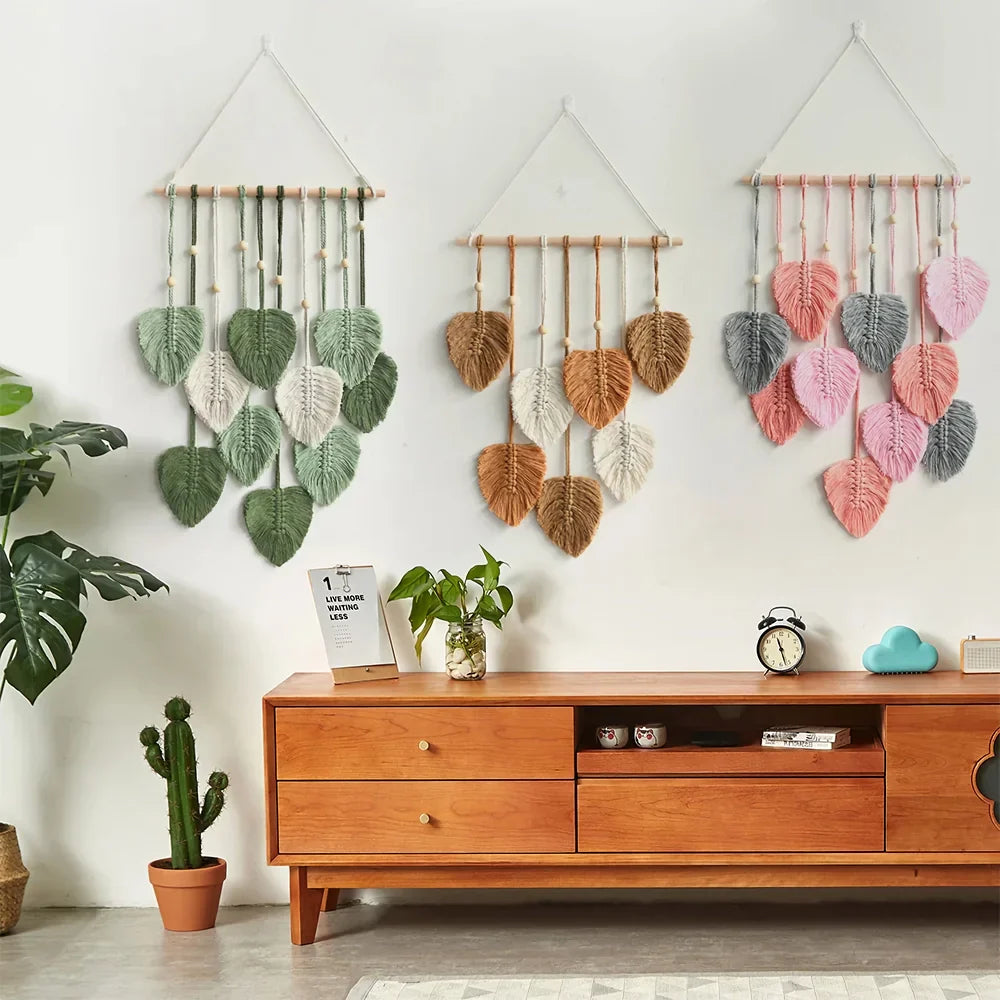 BowLift | Handwoven Cotton Rope Leaf Wall Hanging Tapestry